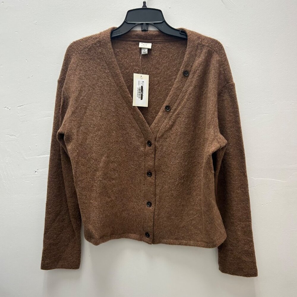 K-176 A New Day Women's Size Large Brown Long Sleeve Button-Down Cardigan Sweate